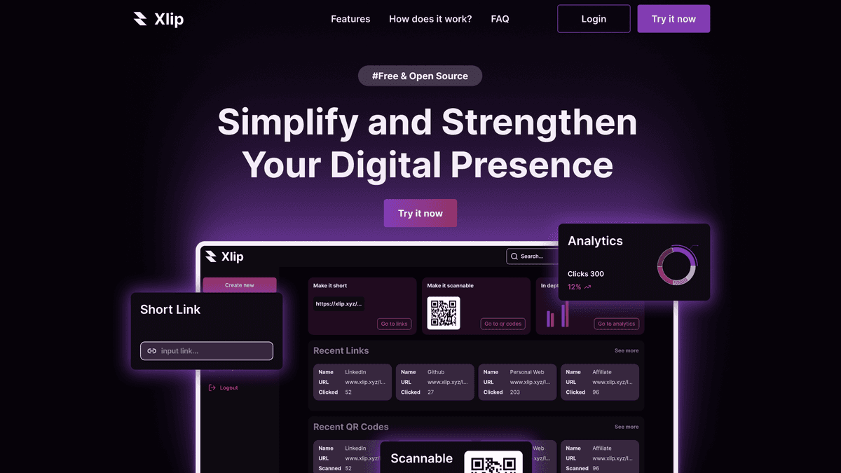 Xlip | Fullstack link shortener service